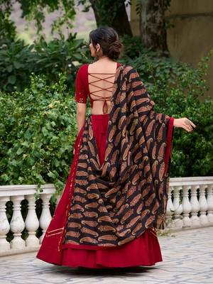 Navratri Maroon mirror work Chaniya Choli 3