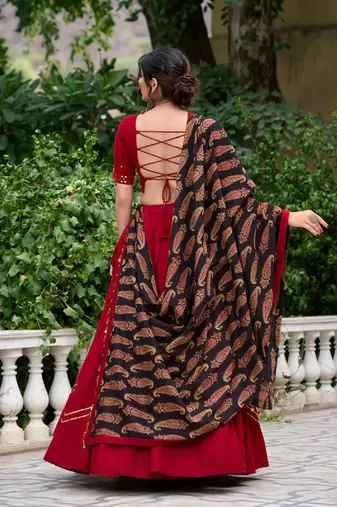Navratri Maroon mirror work Chaniya Choli