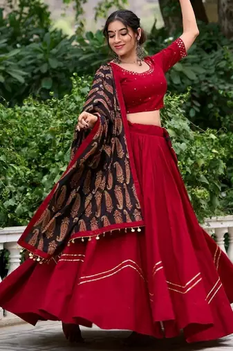 Navratri Maroon mirror work Chaniya Choli