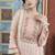 Peach embroidered silk straight cut kurta