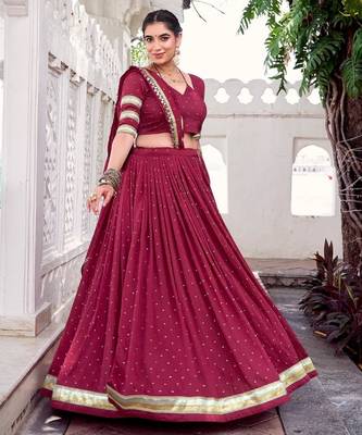 navratri Maroon Chanderi Lehenga Choli 1