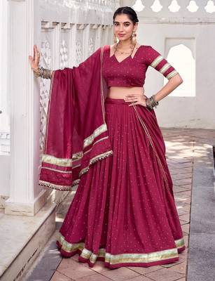 navratri Maroon Chanderi Lehenga Choli 2