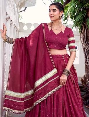 navratri Maroon Chanderi Lehenga Choli 4