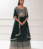 Deep Green Sequin Embroidered Lehenga Set