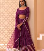 Wine Sequin Embroidered Lehenga Set