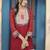 Maroon embroidered georgette straight cut kurta