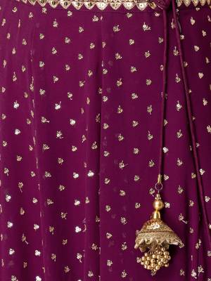 Wine Sequin Embroidered Lehenga Set 3