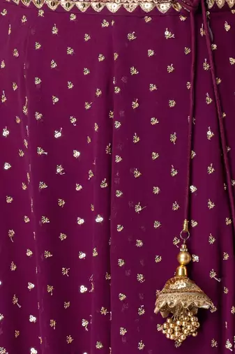 Wine Sequin Embroidered Lehenga Set