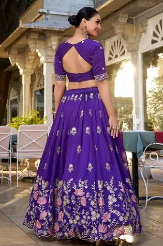 Purple Vichitra Silk Lehenga Choli 