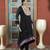 Black embroidered georgette asymmetrical kurta