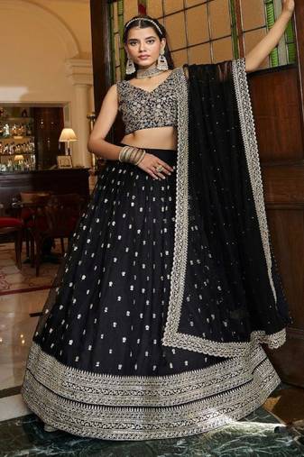 Elegant Soft Net Lehenga Set with Zari, Dori & Sequin Embroidery