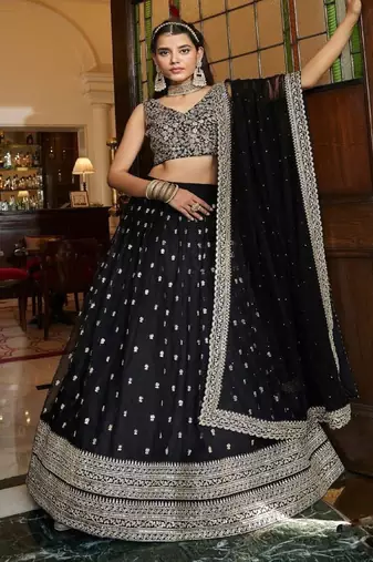Elegant Soft Net Lehenga Set with Zari, Dori & Sequin Embroidery