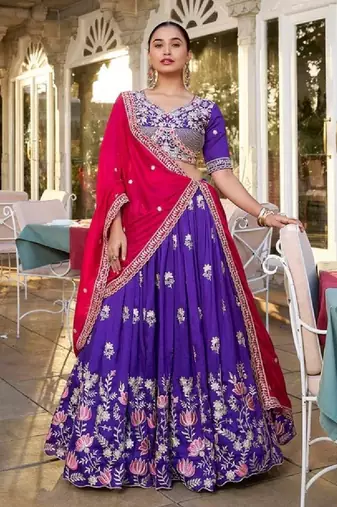 Purple Vichitra Silk Lehenga Choli 