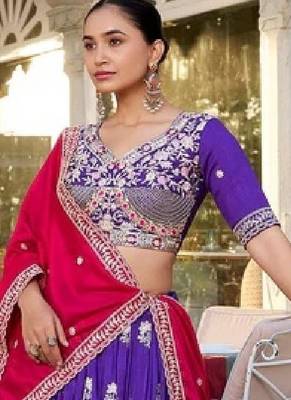 Purple Vichitra Silk Lehenga Choli  4