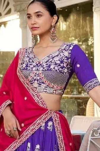 Purple Vichitra Silk Lehenga Choli 