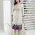 Beige embroidered silk straight cut kurta