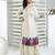 Beige embroidered silk straight cut kurta