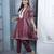 Maroon embroidered silk a line kurta