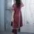 Maroon embroidered silk a line kurta