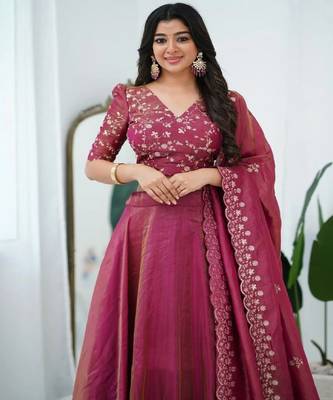 pink Art Silk Lehenga with Embroidered Dupatta 2