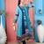 Blue embroidered georgette asymmetrical kurta