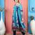 Blue embroidered georgette asymmetrical kurta