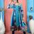 Blue embroidered georgette asymmetrical kurta