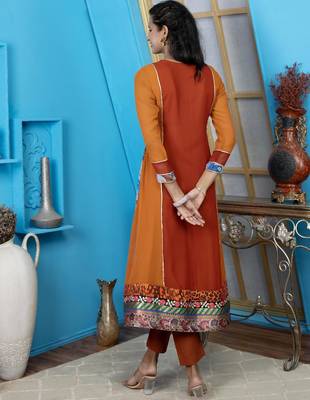 Brown embroidered georgette anarkali kurta 4