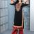 Black embroidered georgette straight cut kurta