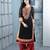 Black embroidered georgette straight cut kurta