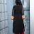 Black embroidered georgette straight cut kurta