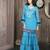 Blue embroidered georgette straight cut kurta