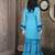 Blue embroidered georgette straight cut kurta