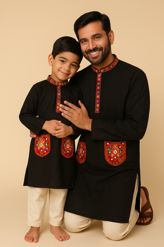 Navratri Father & son Duo Kurtas set with Mirror Work 
