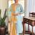 Sky blue chanderi silk heavy thread embroidery work with printed dupatta kurta pant set