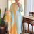 Sky blue chanderi silk heavy thread embroidery work with printed dupatta kurta pant set