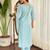 Sky blue chanderi silk heavy thread embroidery work with printed dupatta kurta pant set