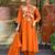 Orange chanderi silk heavy thread embroidery work kurta pant set