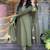 Mehendi chanderi silk heavy thread embroidery work kurta pant set