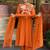 Orange chanderi silk heavy thread embroidery work kurta pant set
