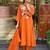 Orange chanderi silk heavy thread embroidery work kurta pant set