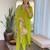 Lime muslin silk print with thread embroidery work kurta pant set