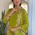 Lime muslin silk print with thread embroidery work kurta pant set