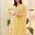 Yellow parampara silk heavy thread embroidery work kurta pant set