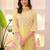 Yellow parampara silk heavy thread embroidery work kurta pant set