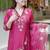 Rani pink chanderi silk heavy thread embroidery work kurta pant set