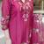 Rani pink chanderi silk heavy thread embroidery work kurta pant set