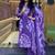 Purple pure mal cotton print with thread work on neck kurta pant set