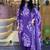 Purple pure mal cotton print with thread work on neck kurta pant set