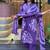 Purple pure mal cotton print with thread work on neck kurta pant set